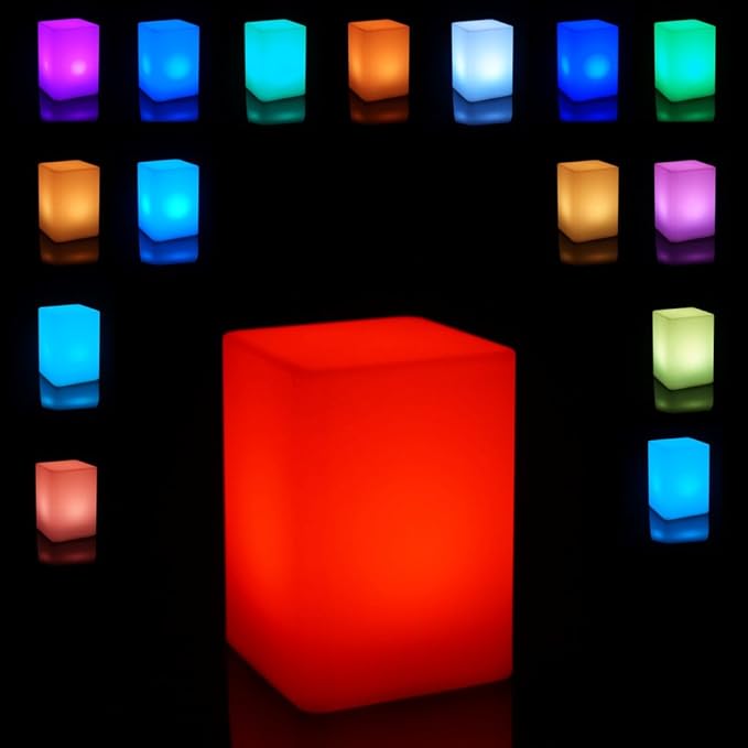 Mr.Go 6-inch Dimmable LED Night Light Mood Lamp for Kids and Adults - 16 RGB Colors - 8 Level Dimming - 4 Lighting Effects - Rechargeable - Remote Control - Decorative - Fun and Safe - White Cube