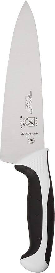 Mercer Culinary Millennia 8-Piece Knife Roll Set, White Handles