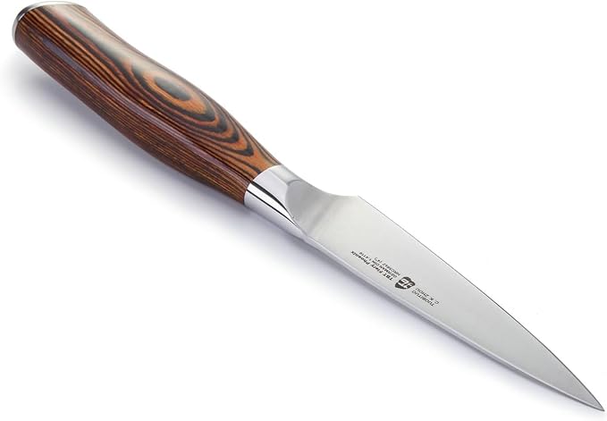 TUO Paring Knife, 4 inch Small Kitchen Knife for Fruit Peeling, High Carbon German Stainless Steel, Ergonomic Pakkawood Handle - Fiery Phoenix Series