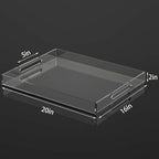 NIUBEE Acrylic Serving Tray 16x20 Inches -Spill Proof- Clear Decorative Tray Organiser for Ottoman Coffee Table Countertop with Handles