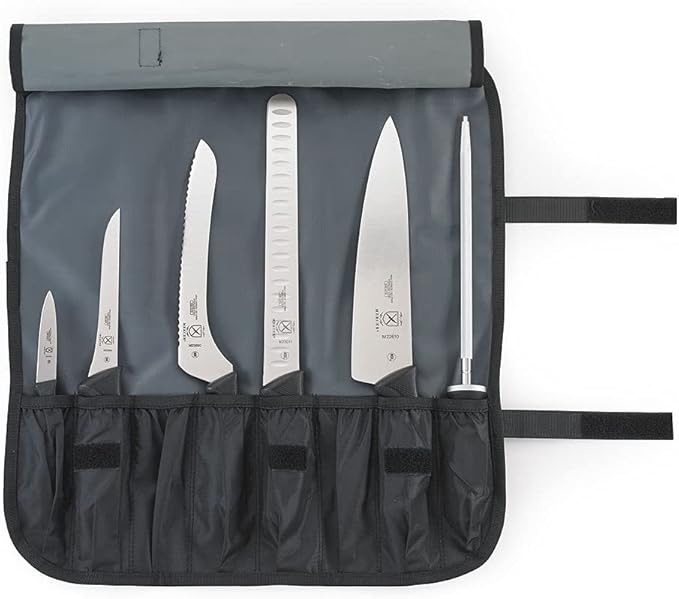 Mercer Culinary Millennia 7-Piece Knife Roll Set,Black