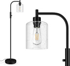 BoostArea Dimmable Floor Lamp, Standing Lamp with Seeded Glass Lampshade, 6W LED Bulb Included, Modern Floor Lamp, Industrial Floor Lamp, Bright LED Floor Lamp for Living Room and Bedroom, Office