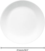 Corelle Vitrelle 4-Pieces 8.5" Glass Salad/Appetizer Plates Chip & Crack Resistant Glass Dinnerware Set Plates, Winter Frost White