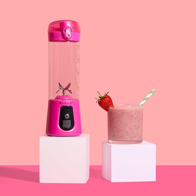 BLENDi Pro+ Portable Blender (New 2025 Model, 17.5oz, Hot Pink) – Upgraded Ice Crushing 120W Motor, USB-C Rechargeable, Cordless Personal Blender Smoothies & Shakes – BPA-Free, Travel-Friendly