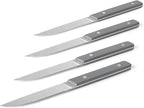 Misen Steak Knives Set of 4 - Precision Serrated Blades for Effortless Dining - German Stainless Steel - Superior Cuts with Four Steak Knives - Comfortable, Sleek Handles - Gray