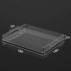NIUBEE Acrylic Serving Tray 14x18 Inches -Spill Proof- Clear Decorative Tray Organiser for Ottoman Coffee Table Countertop with Handles