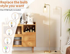 Floor Lamps for Living Room - Industrial Standing Lamp with Glass Shade, Modern Gold Floor Lamp with LED Bulbs, Farmhouse Floor Lamp for Bedroom, Tall Lamp for Office - Gold
