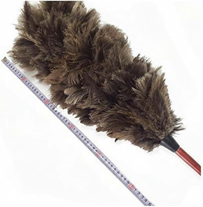 Soft Ostrich Feather Duster, 24-26" with Wood Handle - Perfect for Dusting Delicate Surfaces