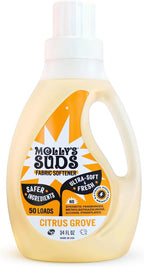 Molly’s Suds Fabric Softener Liquid for Sensitive Skin | Vinegar-Powered, Infused with Essential Oils | Fights Static, Reduces Wrinkles, Deodorizes | Citrus Grove, 50 Loads
