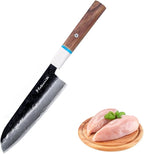 Santoku Knife 7in, Damascus Japanese Chef Knife, Professional Hand Forged Chef's Knives for Kitchen Cooking Meat Cleaver, Cutting Vegetables and Fruit, Razor-Sharp Chef's Knife with Gift Box, Black