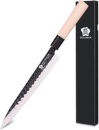 WILDMOK Left Handed Sushi Sashimi Knife 10 Inch with German Stainless Steel Yanagiba Chef Kitchen Knives for Left Handed Cutting Sushi, Fish Filleting & Slicing Vegetable