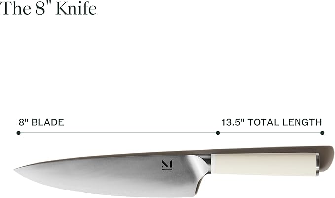 Material, The 8" Japanese Chef's Knife For Chopping & Cutting, Razor-Sharp Strong Blade, Carbon Stainless Steel, Cool Neutral