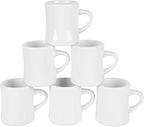 11oz Ceramic Coffee Mug set Stoneware Coffee Cups Set for Restaurant, Diner, Farmhouse, Coffee Shop, Home set of 6 (white)