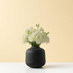 Black Ceramic Vase for Flowers, 6 Inch Flower Vases Home Decor, Black Boho Vases for Pampas Grass, Vase for Centerpieces Living Room Table Entryway Shelf
