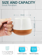 Teocera Ceramic Coffee Mug Set of 4-12 oz Coffee Mugs with Large Handles for Hot or Cold Drinks Like Latte, Cocoa, Tea or Juice - Smooth Ceramic, Dishwasher Safe, Beige