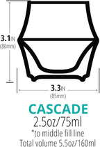 KRUVE CASCADE Porcelain Coffee Cups, 2.5oz Double-Walled Espresso Cups, Sensory Espresso Coffee Mug Set for Heat Retention, White Porcelain Drinking Glasses with Enhanced Aroma, Elegant Cup Design
