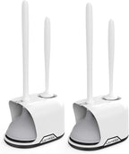 Lefree, 2 in 1 Toilet Brush and Plunger Set with Silicone Bristles, Plastic Material, Includes Holder, White/Black, for Deep Cleaning