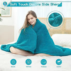Heated Throw Blanket Double Sided Sherpa, Soft Heating Electric Blanket for Bed, Automatic Safety System, 6 Heating Levels & 4 Hours Auto-Off, 50"x60" Lake Green