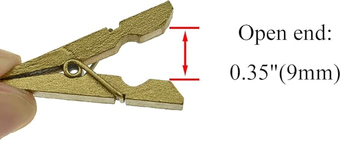 HAHIYO Gold Wooden Clothes Pins Clothespins Small Do NOT Fall Apart 1.38 inches Length 50 Pack Sturdy Strong Springs No Rust No Discoloration for Laundry Bathroom DIY Craft Photos Food Opened Bags