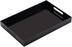 Glossy Black Sturdy Acrylic Serving Tray with Handles-12x16Inch-Serving Coffee,Appetizer,Breakfast,Butler-Kitchen Countertop Tray-Makeup Drawer Organizer-Vanity Table,Ottoman Trays-DecorativeTray