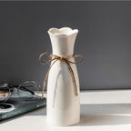 Boho Ceramic Vase with Rope, 8.2" H, Rustic Flower Vase Classic Style for Dried Flowers Fresh Flowers, Fit for Fireplace Bedroom Kitchen Living Room Centerpieces Office Desk