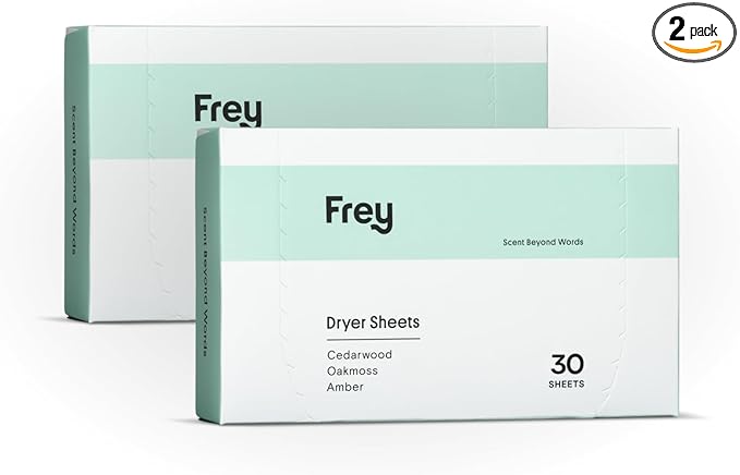 FREY Naturally Scented Dryer Sheets - Fabric Softener for Soft, Fresh & Clean Clothes (2-pack, Cedar Grove)