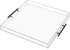 21×21 inches Oversized Clear Acrylic Ottoman Tray with Black Metal Handle and Safe Edge Extra Large Spill-Proof for Serving,Decorative King-Size Organizer Tray for Coffee Table Countertop