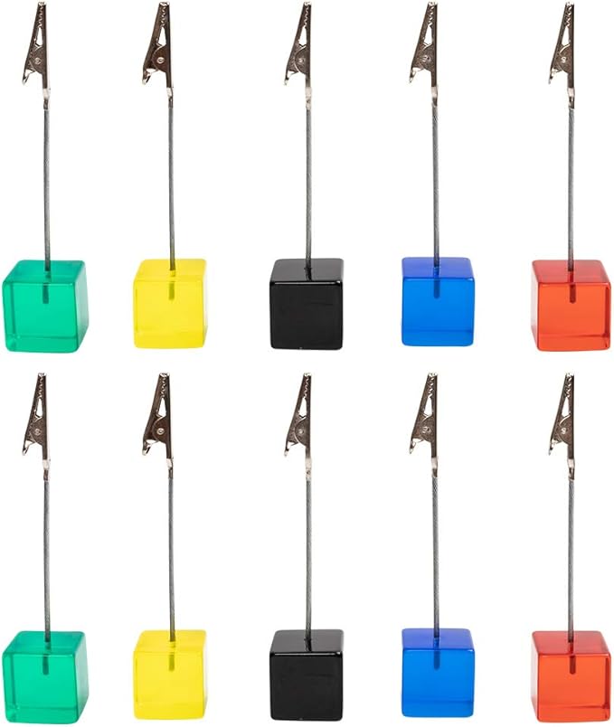 10pcs Table Number Holder Name Place Card Holder Memo Clip Holder Stand Note Holder Pictures Card Paper Menu Clip (Colorful)