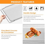 GCQ Air Fryer Basket for Breville BOV900BSS BOV950BSS Smart Oven Air Fryer Pro,16.5"D x 11.8"W x 0.5"H Food Grade Steel Dehydrate Mesh Baskets Accessories Tray for Breville Air Fryer Toaster Oven