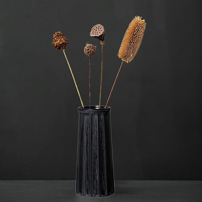 Black Vintage Vase, 10 Inches Antique Glass Vase Rustic European Unique Chic Style for Tabletop, Kitchen, Office, Living Room Decoration