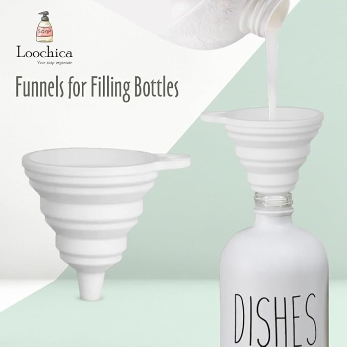 Dish White Glass Soap Dispenser with Plastic Pump, 16 Oz White Dish Soap Dispenser Set Refillable Reusable Apothecary Soap Pump Dispenser Bottles for Bathroom and Kitchen