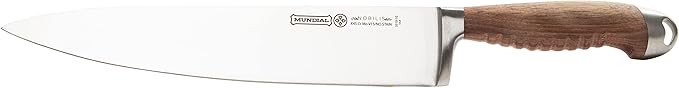 Mundial Nobilis Series, 10-Inch Chef’s Knife - Stainless Steel Blade with Ergonomic Wood Handle, Ideal for Cutting Meats, Durable & Corrosion-Resistant