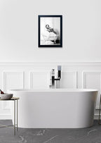 Framed Elephant Wall Art Black and White Bathroom Wall Decor Funny Animal Canvas Print Artworks for Bathroom