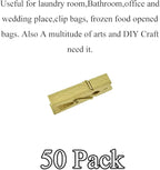 HAHIYO Gold Wooden Clothes Pins Clothespins Small Do NOT Fall Apart 1.38 inches Length 50 Pack Sturdy Strong Springs No Rust No Discoloration for Laundry Bathroom DIY Craft Photos Food Opened Bags