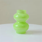 JSPYFITS Glass Hydroponic Flower Vase, Double Balls Colored Glasses Bubble Vases for Flower, 7 Inches Glass Funky Vase for Home/Office/Weddings/Party Table Flower Décor (Milky Green)