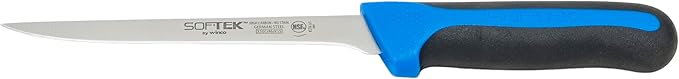 Sof-Tek, 6" Boning Knife, Narrow, Soft Grip Handle,Silver/Black/Blue