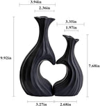 Ceramic Vases for Home Decor, Modern Heart Shaped Vase Set of 2, Matte Farmhouse Dried Fake Flowers Vase for Office, Living, Dining Room, Kitchen