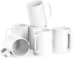 Jassceram Coffee Mugs Set of 6, 18 Ounce Porcelain Mugs for Latte, Hot Tea, Cappuccino, Cocoa and Milk, Ceramic Coffee Cups with Large Handle - Dishwasher & Microwave Safe, White