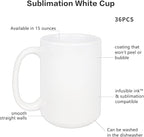 Sublimation Mugs Blank 15 oz White Ceramic Coffee Mugs Bulk for 24 pcs White Blank Coated Cup for Coffee,Latte, Soup, Milk, Hot Cocoa DIY Mug