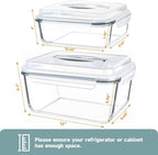 KOMUEE 203oz & 74oz Extra Large Glass Food Storage Containers with Lids, 2 Piece Airtight Big Glass Containers, Leak-proof, BPA-Free Lids with Carry Handle, Freezer Safe