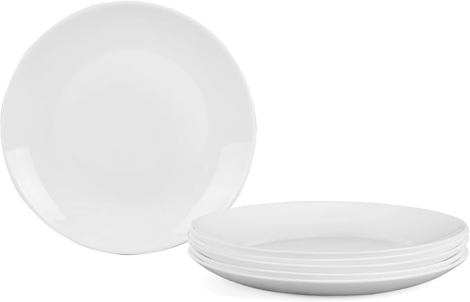 7.5 inch Appetizer Plate Set of 6, Lightweight Opal Glass Round White Salad Plates for Dessert Kitchen, Dishwasher and Microwave Safe