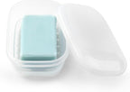 Quatish Leakproof Soap Dish with Lid & Draining Layer, Shatterproof Travel Bar Soap Holder Case Container, Portable Travel Size Toiletries Essentials for Camping, Gym, Bathroom, Clear