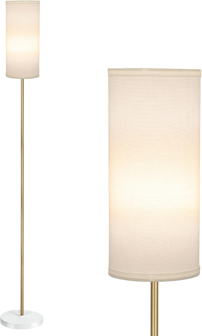 BoostArea Floor Lamp for Living Room with 3 Color Temperatures Bulb, Modern Floor Lamps, Classic Tall Lamp for Office, Standing Lamps for Bedroom, Kids Room, Study(9W LED Bulb, White Linen Shade)