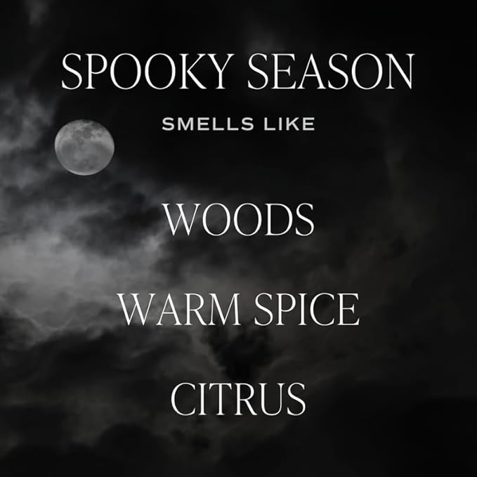 Sweet Water Decor Spooky Candle, Autumn Scented Notes of Citrus, Spices, & Woods, 40+ Hour Burn Time, Non-Toxic Soy Wax Blend, Poured in The USA, Cotton Wick, 9oz Glass Jar with Gold Lid
