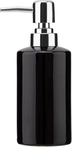 FE Soap Dispenser, 300ml/10oz Ceramic Liquid Soap Pump Dispenser, Refillable Dish Soap Dispenser for Kitchen Bathroom Washroom (Black)