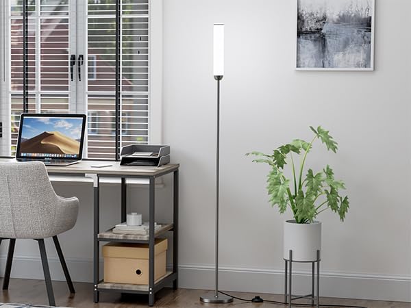 LED Floor Lamp with Remote Control, 65" Standing lamp with Stepless Adjustable 3000K-6500K Colors & 5%-100% Brightness, Foot Switch(Deep Grey)