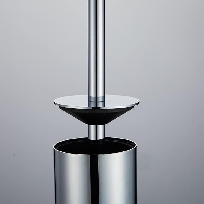 Freestanding Luxury Toilet Brush 304 Stainless Steel Toilet Brush and Holder 19-Inches Tall Round Rust Resistant Anti-Odor and Easy to Clean with Polished Chrome Finished