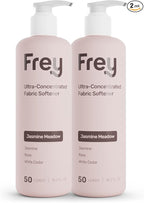 FREY Natural Liquid Fabric Softener & Conditioner | Laundry Softener for Clothing | Works In All Machines + HE | Powered by Natural Ingredients (2-pack, Jasmine Rose)