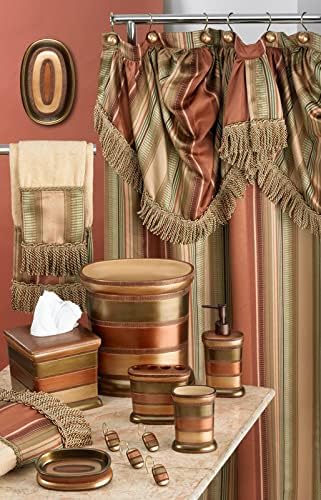 Zahari Home 13pc Contempo Bathroom Shower Curtain Sets Luxury Classic Shower Curtain & 12 Shower Curtain Hooks Contemporary Fabric Shower Curtain Unique Design Stylish Striped Shower Curtain Set