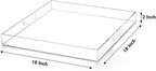 Clear extra large Ottoman Tray with Handles 18"x18"x2" Spill proof Acrylic Serving Tray Organizer Tray Decorative safe edge tray For Living Room Entryway Bedroom Kitchen Coffee Table coutertop